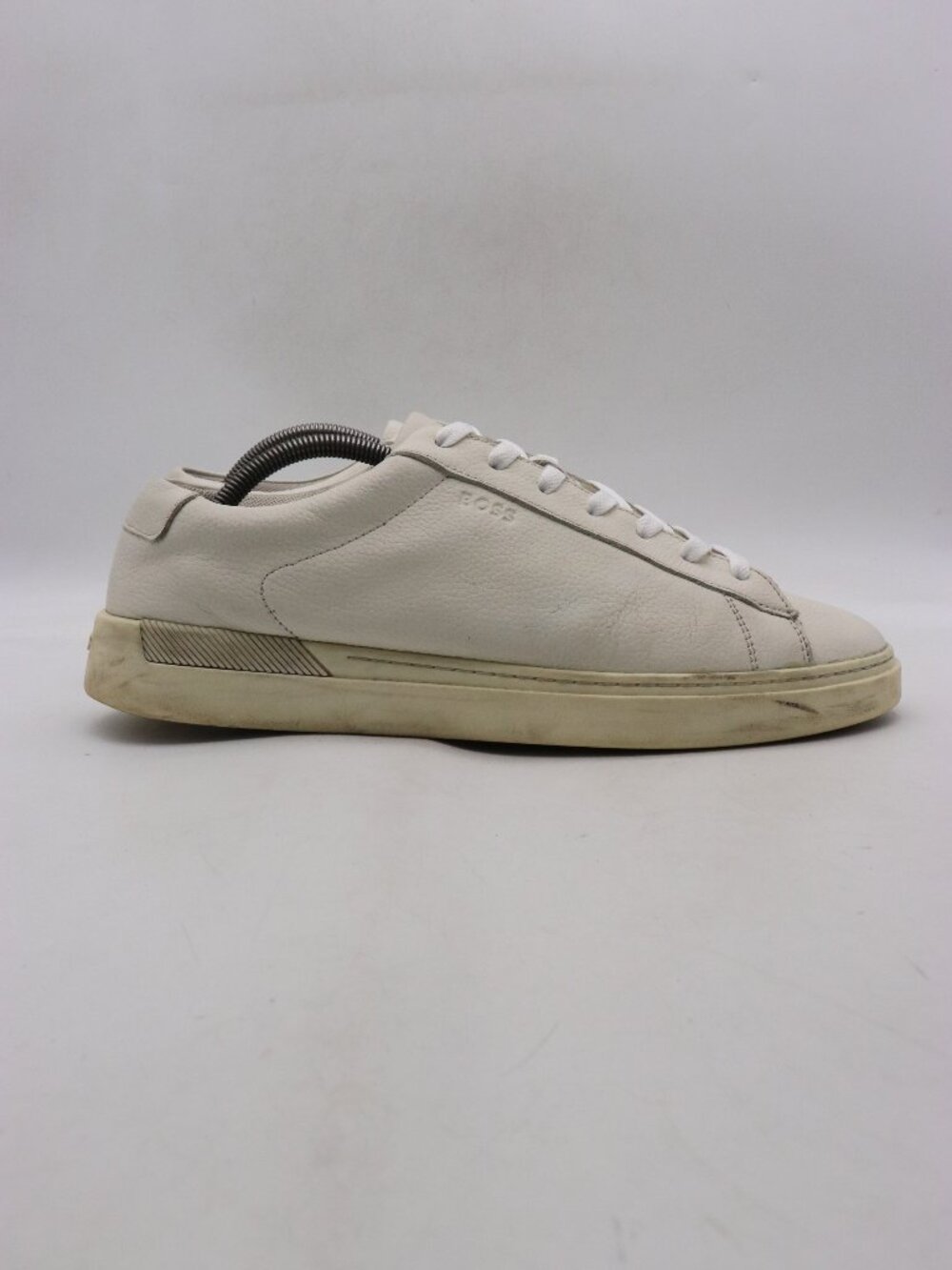 Hugo Boss Men's EU Size 44 White Leather Lace Up Low Top Casual Sneakers